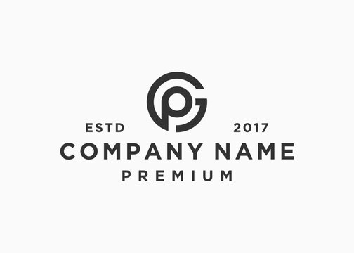 letter gp circle logo design vector illustration template