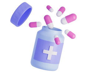 Pharmacy concept Health care add minimal style Medical drugs Safe treatment and protection from diseases  3d aid render illustration