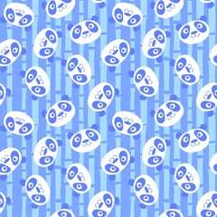 Naklejka premium Animals cartoon seamless panda pattern for wrapping paper and kids clothes print and linens and fabrics