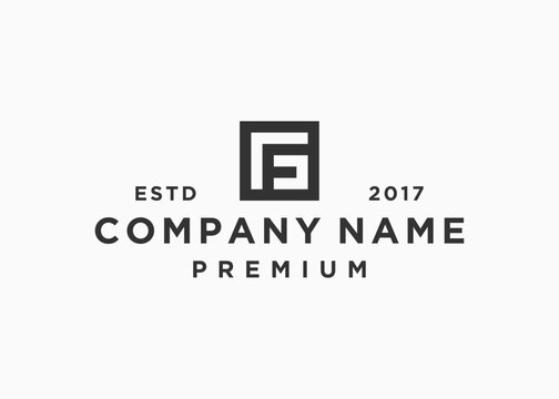 letter gf square logo design vector illustration template