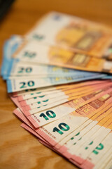 euro banknotes and money