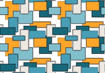 Sewing stitch seamless patch pattern for wrapping paper and fabrics and linens and kids clothes print