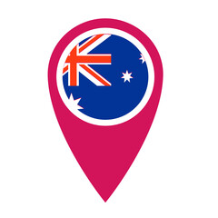 National flag of Australia, round icon,  location sign, PNG
