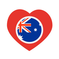 National flag of Australia, round icon, heart icon PNG