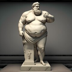 Antique greek man statue with obesity, concept of Body Positivity, created with Generative AI technology
