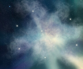 Cosmic background wallpaper with a white nebula and stars