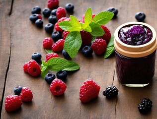 jar of jam with wild berries