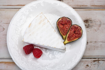 Cheese collection, French brie de Meaux cheese from Seine-et-Marne region with white mold