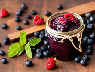 jar of jam with wild berries