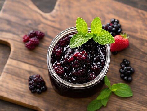 jar of jam with wild berries