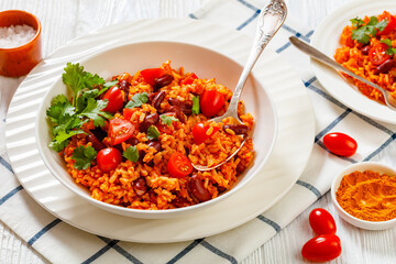 jollof rice with red beans, tomato, spices