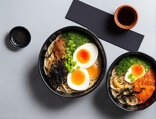 japanese cuisine, ramen with eggs, spicy