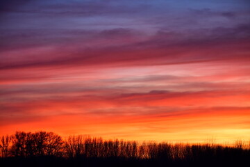 Fototapeta na wymiar Majestic sunset colors on the sky.