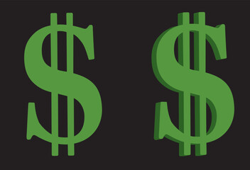 two green dollar signs or symbols