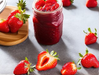 strawberry jam in jar