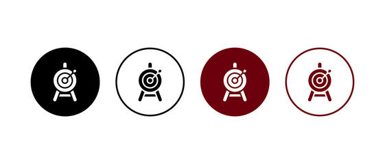 Target icons set. Goal symbol collection for web. Hitting the bullseye icon in flat style	