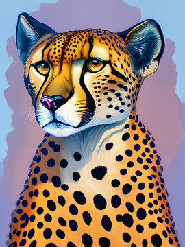 Portrait of a cheetah, one of the world's fastest land animals. Generative AI