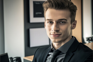 Naklejka premium Happy at Work Portrait Render Concept
