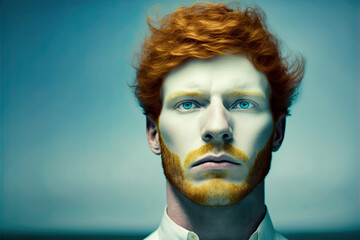 Portrait of a yman with ginger red hair, generative ai illustration, Kiss a Ginger's Day