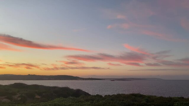 Winter in Malta. Sunset on the Bugibba coast, st Pauls Bay. Mediterranean sea. High quality 4k footage
