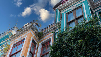 Balat district in Istanbul Turkey. Colorful houses in Balat. historic streets in Istanbul