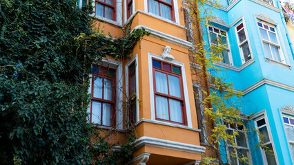 Fototapeta na wymiar Balat district in Istanbul Turkey. Colorful houses in Balat. historic streets in Istanbul