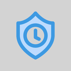 Time shield icon in blue style, use for website mobile app presentation
