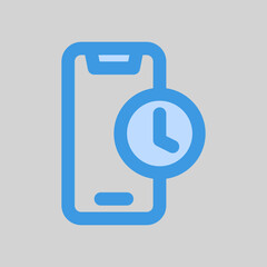 Time smartphone icon in blue style, use for website mobile app presentation