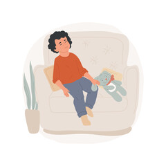Sleepiness isolated cartoon vector illustration. Sleepy little kid with bored face, lack of energy, tired face expression, socio-emotional development, child lifestyle vector cartoon.
