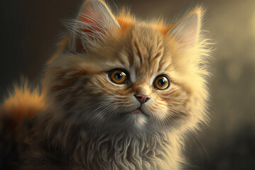 Naklejka na ściany i meble Cute cat or kitten ai generative