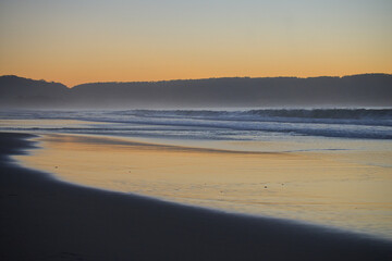 Sunset reflection on the coastline