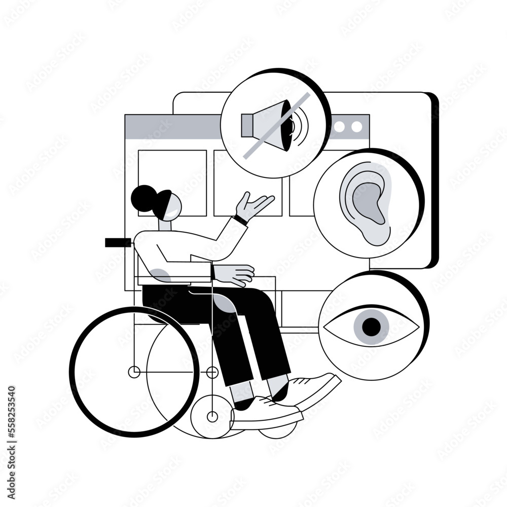 Wall mural web accessibility program abstract concept vector illustration. websites for people with special nee