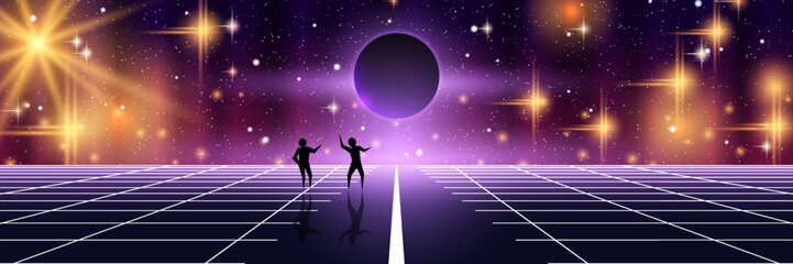 Neutron star universe, alien space vector concept illustration. Web banner, header design template