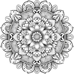 Mandala coloring book black and white created with AI