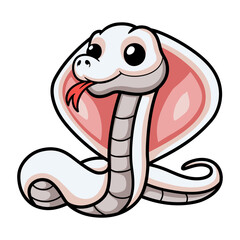 Cute leucistic cobra snake cartoon