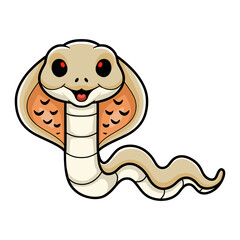 Fototapeta premium Cute albino monocled cobra cartoon