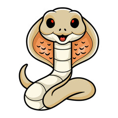 Fototapeta premium Cute albino monocled cobra cartoon