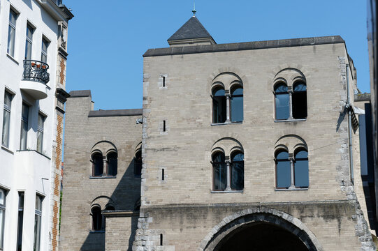 old houses and historic gate castle in cologne's eigelstein quarter
