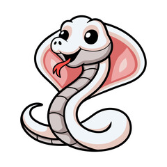 Cute leucistic cobra snake cartoon