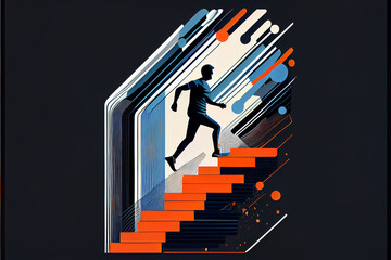 Vector illustration of Man Jogging. Generative ai