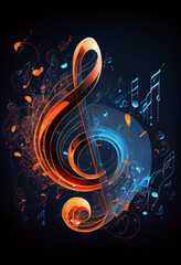 Treble Clef Vector Art with Dynamic Music Elements. Generative ai - 558255557