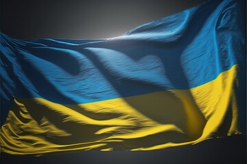Ukraine Flag Rumpled Close Up, generative ai illustration.