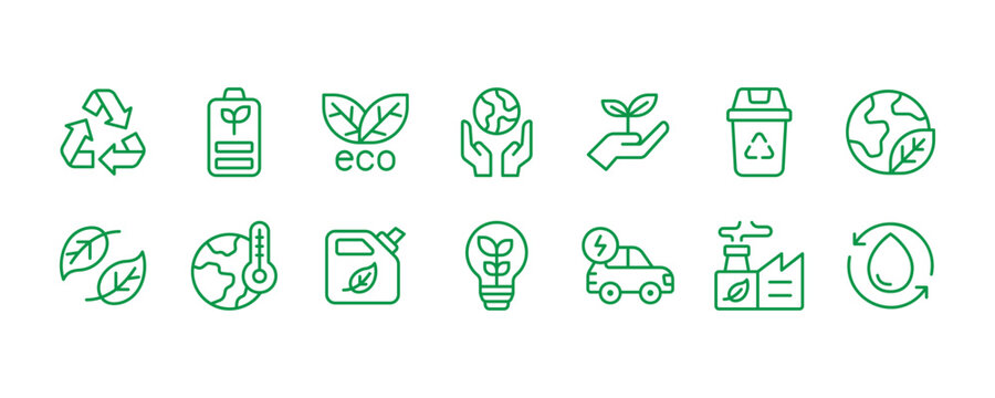 Ecology icon set. Vector graphic illustration.