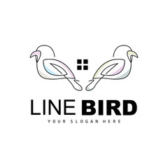 Fototapeta na wymiar Bird Logo, Vector Hummingbird, Simple Simple line Style Design, Bird Wings Icon Product Brand