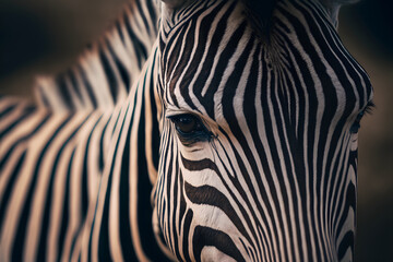 Fototapeta na wymiar Close up of a zebra, Generative AI