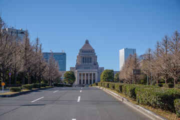 Fototapeta na wymiar 国会前交差点から見える永田町と霞ヶ関の風景