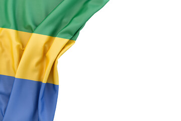 Flag of Gabon in the corner on white background. Isolated