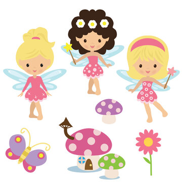 Cute garden fairy vector cartoon illustration