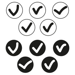 check marks icons. Exam checklist icon. Question mark isolated. Vector illustration.