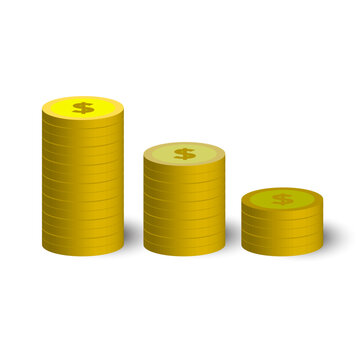 3d money coin icon. Business success. Money rain. Casino bonus. Business financial investment. Vector illustration. Stock image.